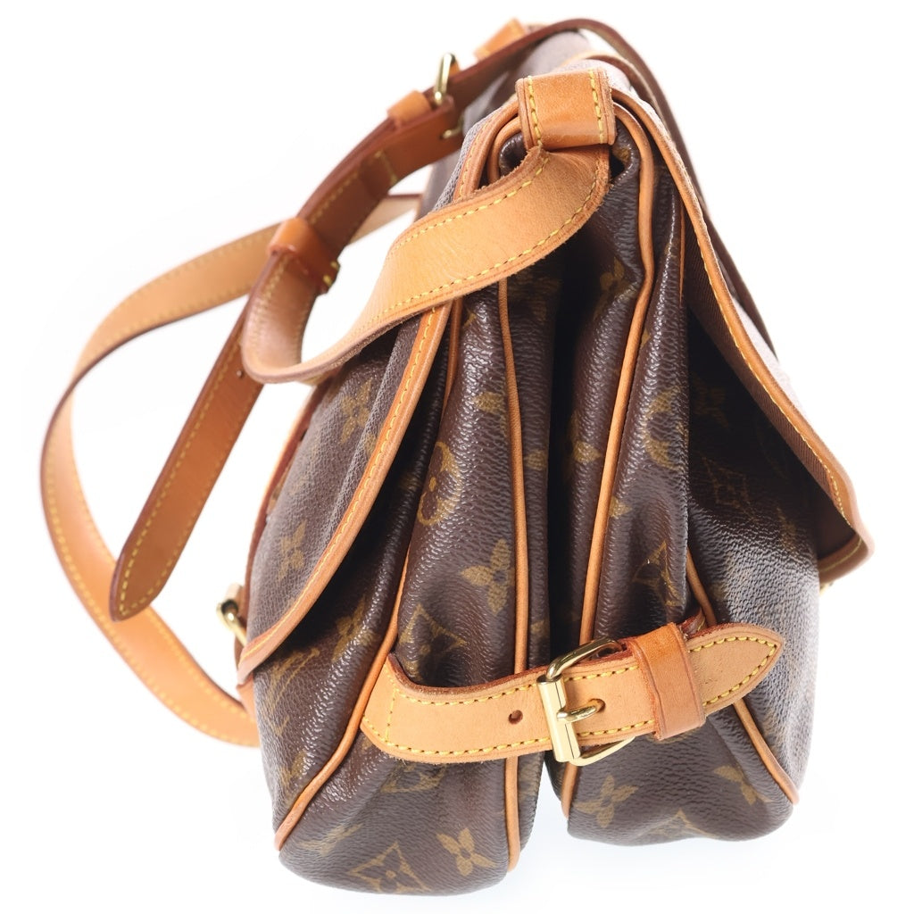 LOUIS VUITTON(ルイヴィトン) モノグラム ソミュール30 ショルダーバッグ ブラウン レザー×PVC M42256 ゴールド金具 レディース