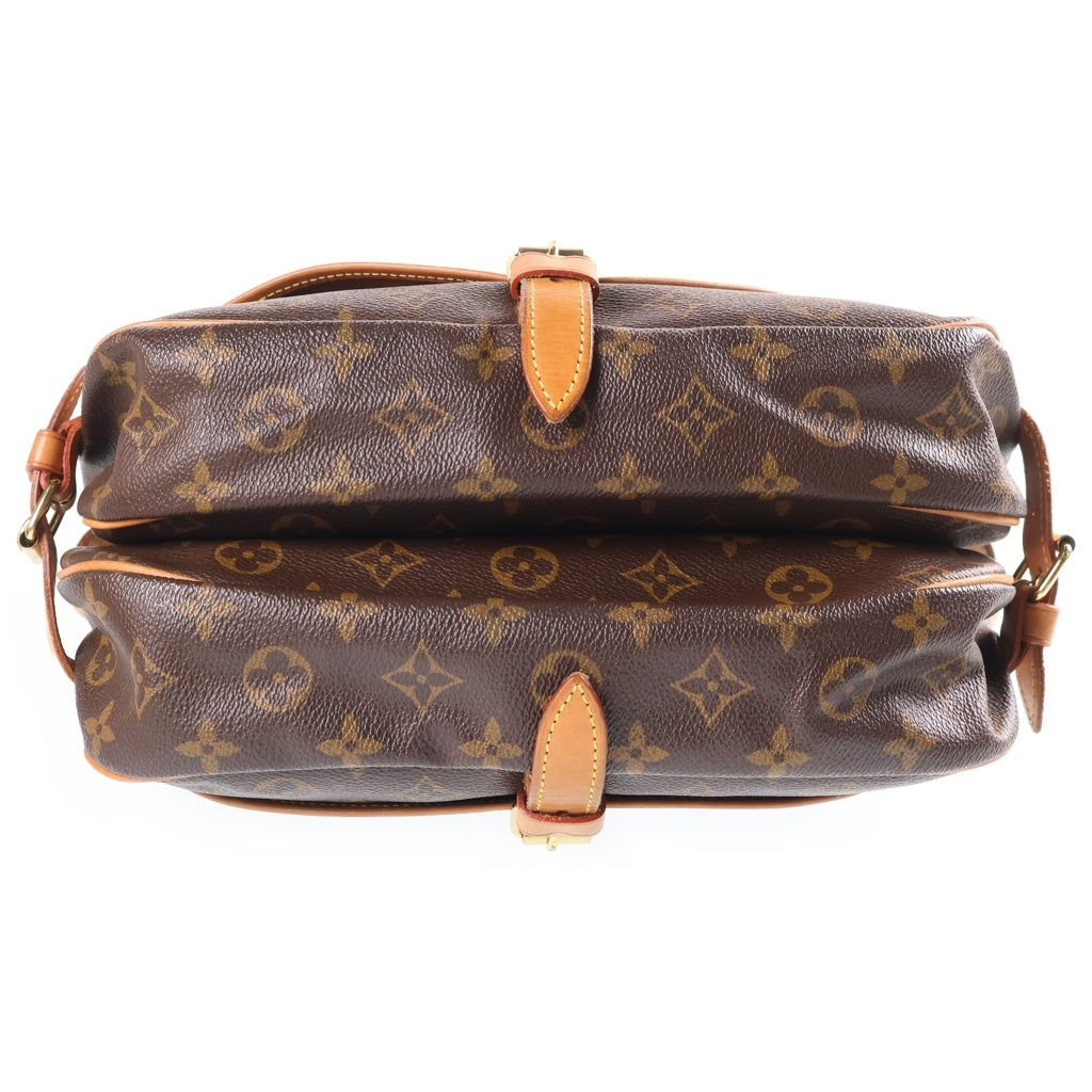 LOUIS VUITTON(ルイヴィトン) モノグラム ソミュール30 ショルダーバッグ ブラウン レザー×PVC M42256 ゴールド金具 レディース