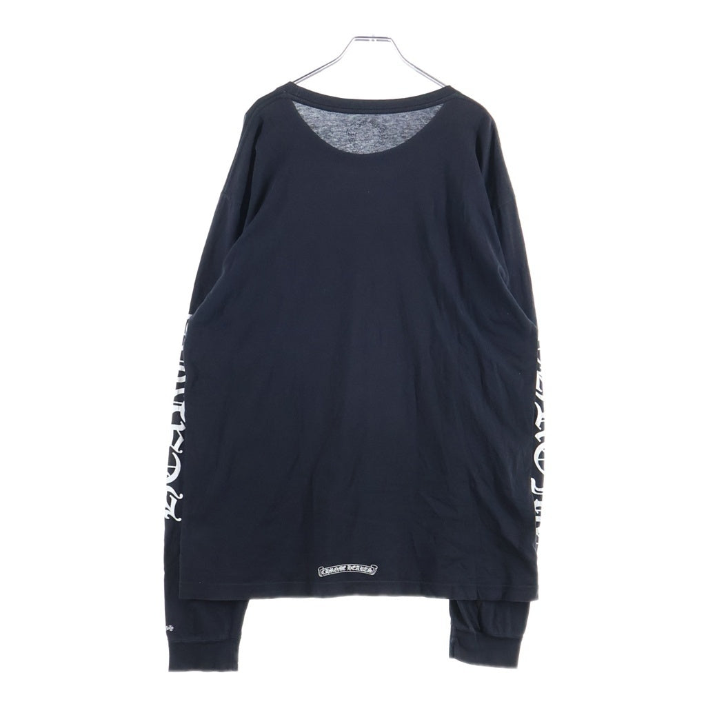 CHROME HEARTS(クロムハーツ) CH LS NECK LOGO ネックロゴプリント 袖ロゴ 長袖Tシャツ ロングスリーブカットソー ブラック