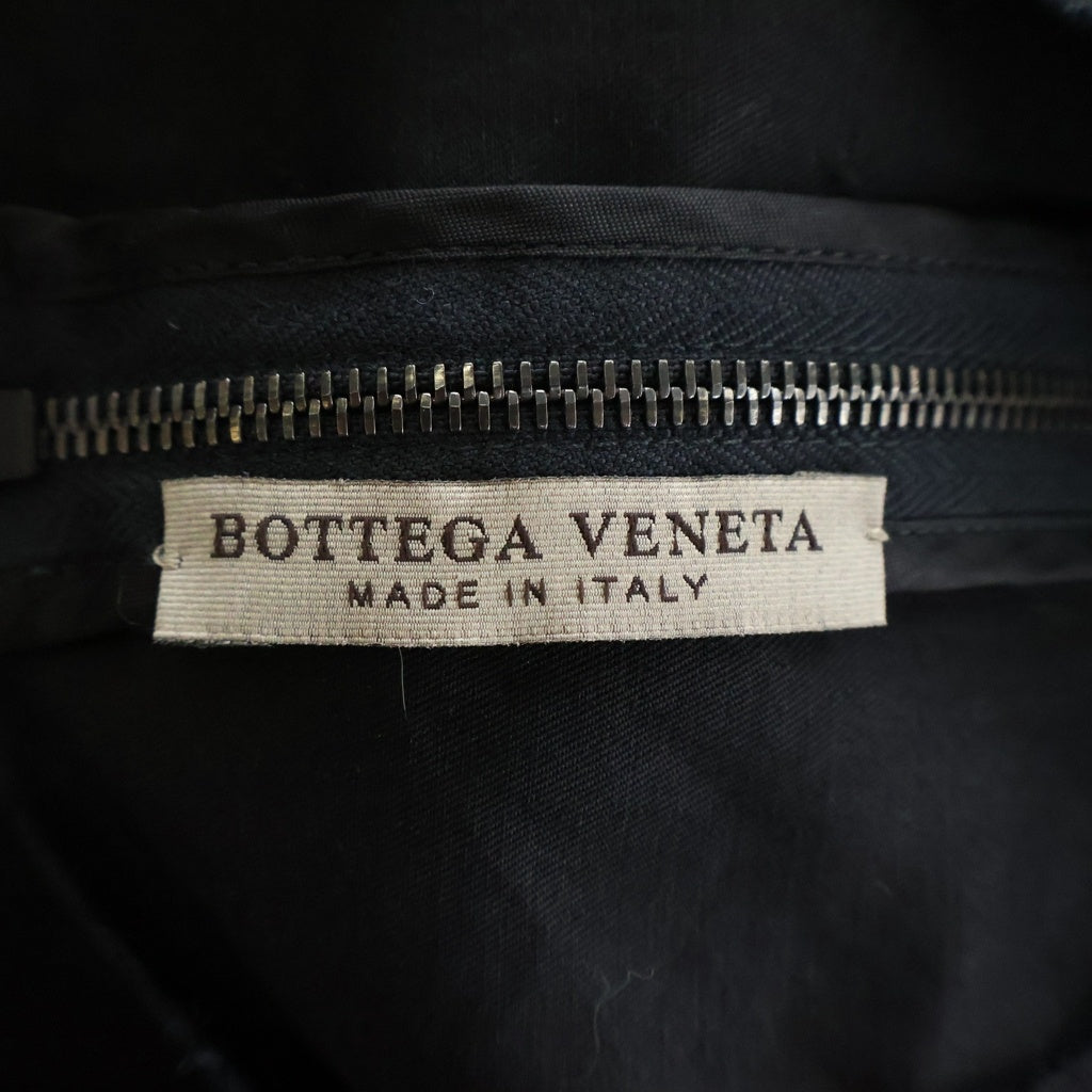 BOTTEGA VENETA(ボッテガヴェネタ) Ruched Detail Midi Dress ギャザーデザインドレス ノースリーブワンピース コットン ブラック 346696 VZG10 レディース