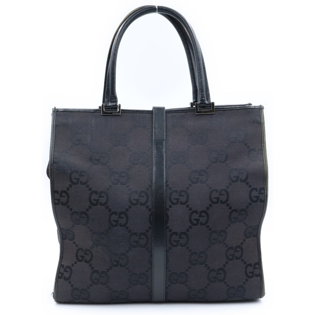 GUCCI(グッチ) ジャッキー トートバッグ GGキャンバス レザー ダークブラウン