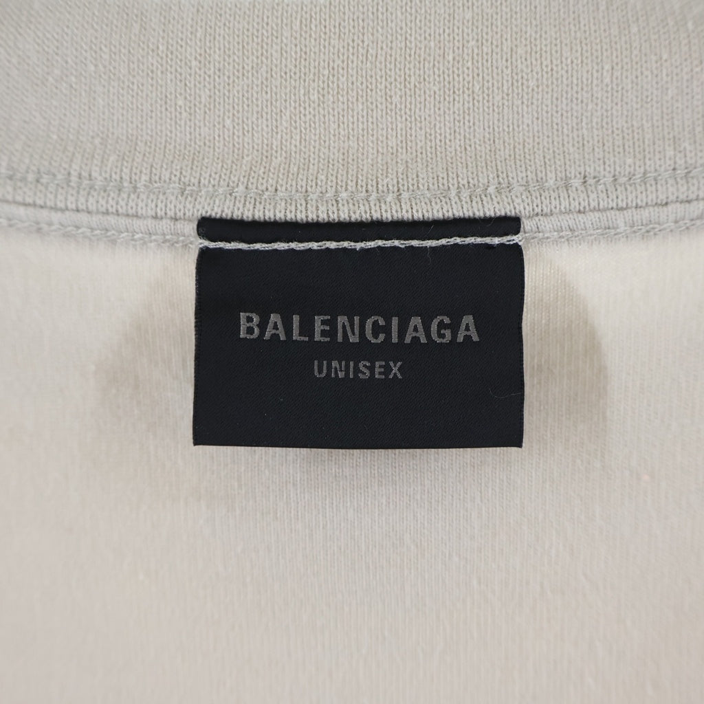 BALENCIAGA(バレンシアガ) エンブロイダリー リバースXXXL フロント刺繍半袖クルーネックTシャツ カットソー ベージュ #S 75007 レディース