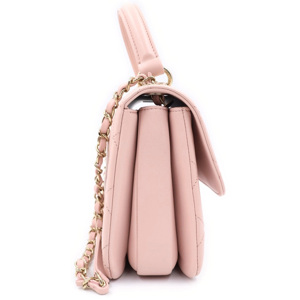 CHANEL(シャネル) トレンディCC マトラッセ ココマーク 2WAY チェーンショルダー ハンドバッグ ラムスキン ピンク レディース