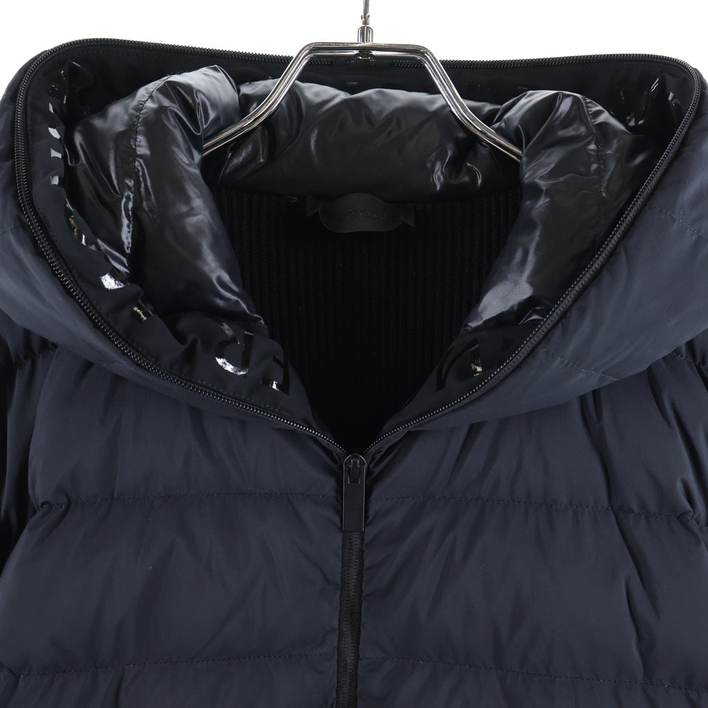 MONCLER(モンクレール) 21AW ラバーワッペンロゴ ニット切り替え ジップアップ ダウンジャケット ブラック G20919B00007 M1131
