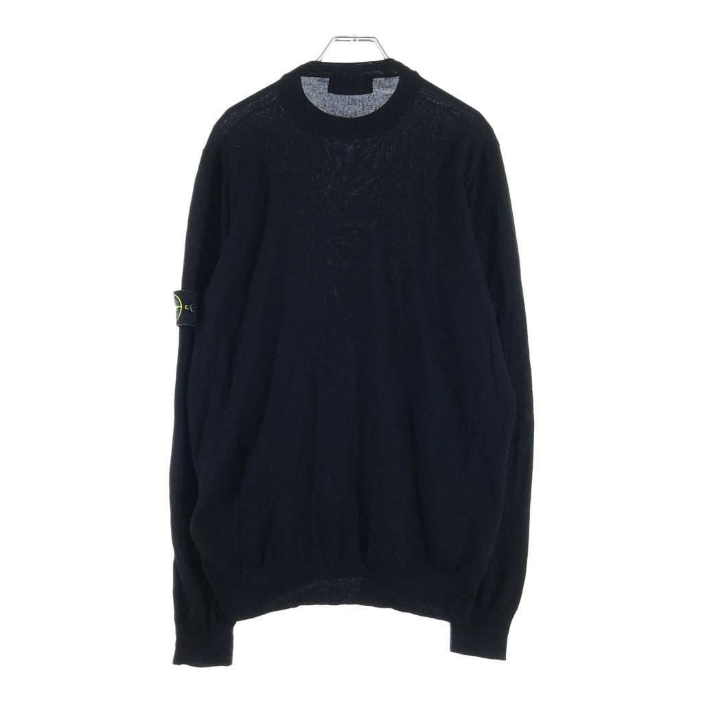 STONE ISLAND(ストーンアイランド) ロゴパッチ クルーネック プルオーバー 長袖ニット セーター ブラック K2S155100071S00C4