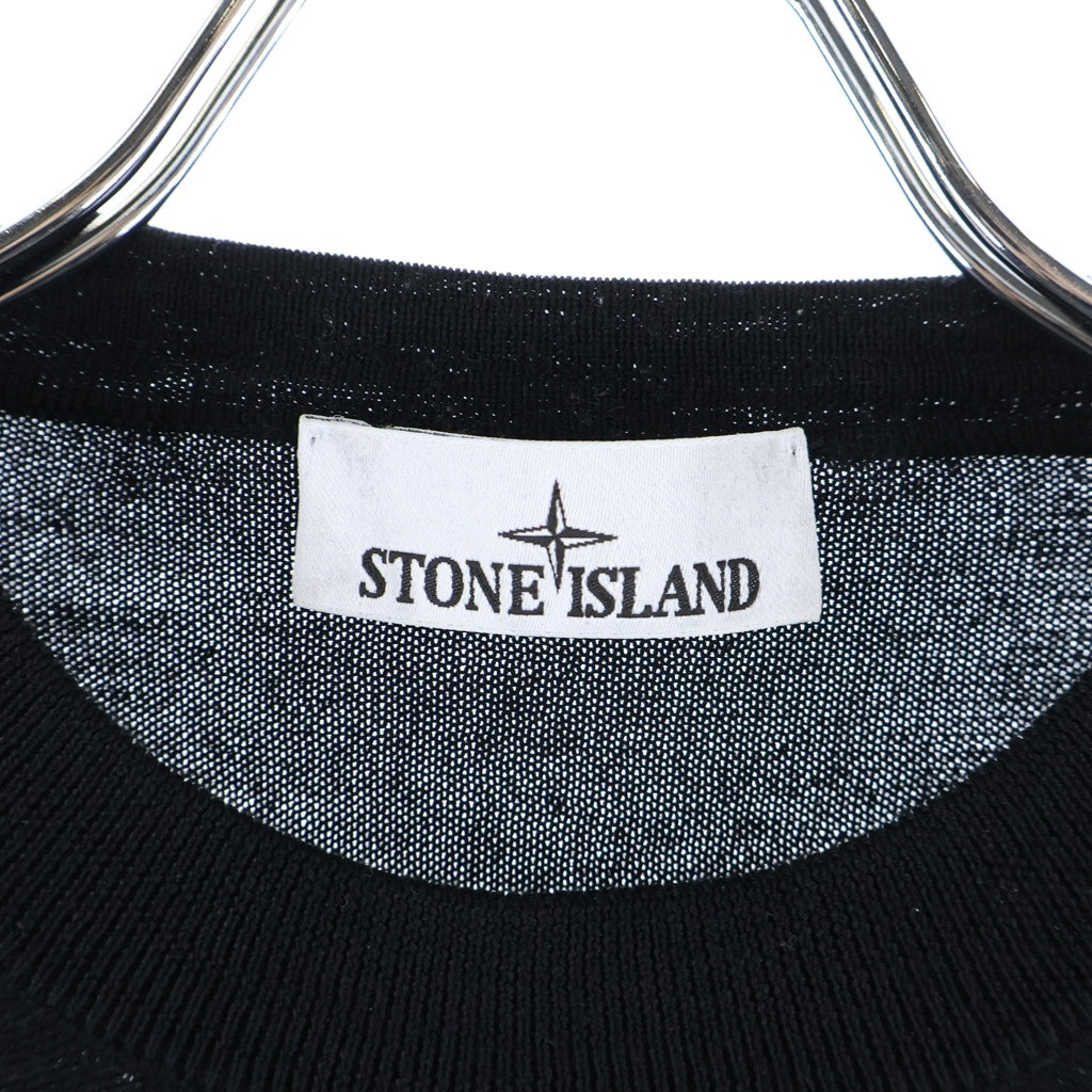 STONE ISLAND(ストーンアイランド) ロゴパッチ クルーネック プルオーバー 長袖ニット セーター ブラック K2S155100071S00C4