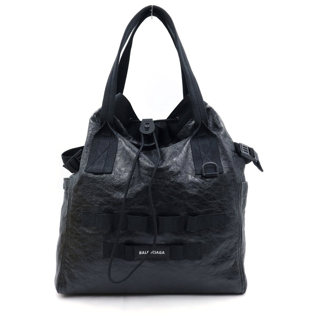BALENCIAGA(バレンシアガ) アーミー ミディアム ハンド トートバッグ アリーナラムスキン レザー ブラック 644040 レディース