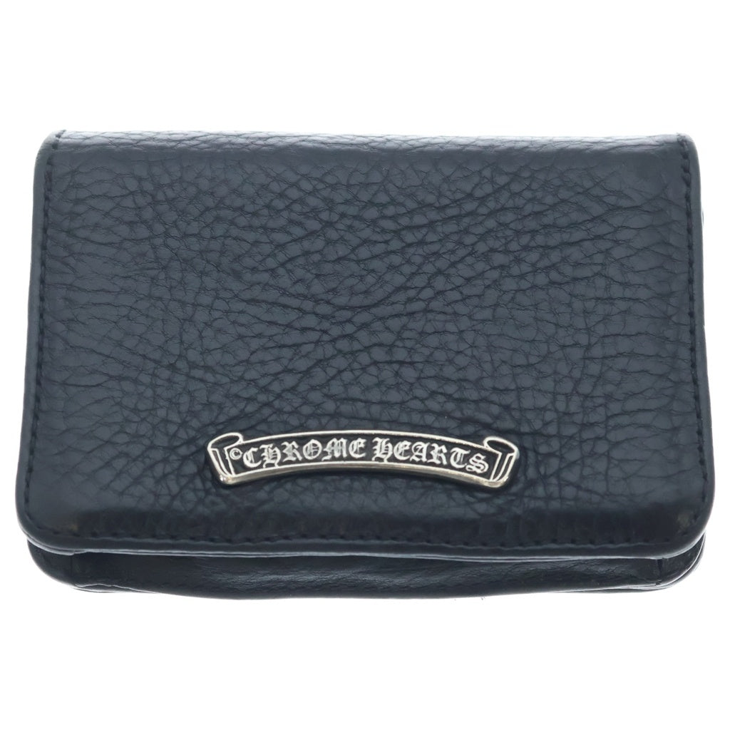 CHROME HEARTS(クロムハーツ) 3POCKET CARD CASE スクロールラベル 3ポケット レザー カードケース ブラック
