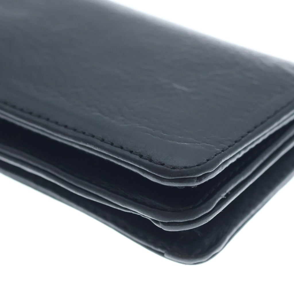 CHROME HEARTS(クロムハーツ) 3POCKET CARD CASE スクロールラベル 3ポケット レザー カードケース ブラック