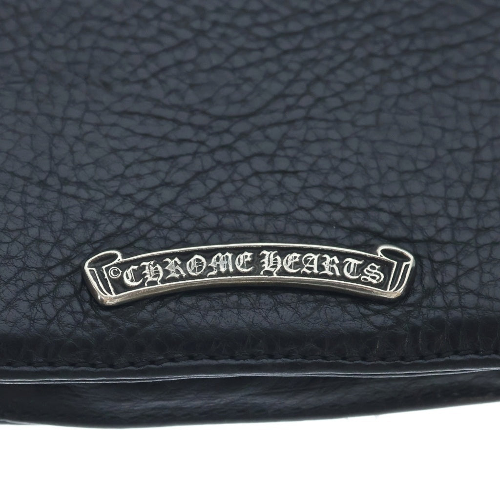 CHROME HEARTS(クロムハーツ) 3POCKET CARD CASE スクロールラベル 3ポケット レザー カードケース ブラック