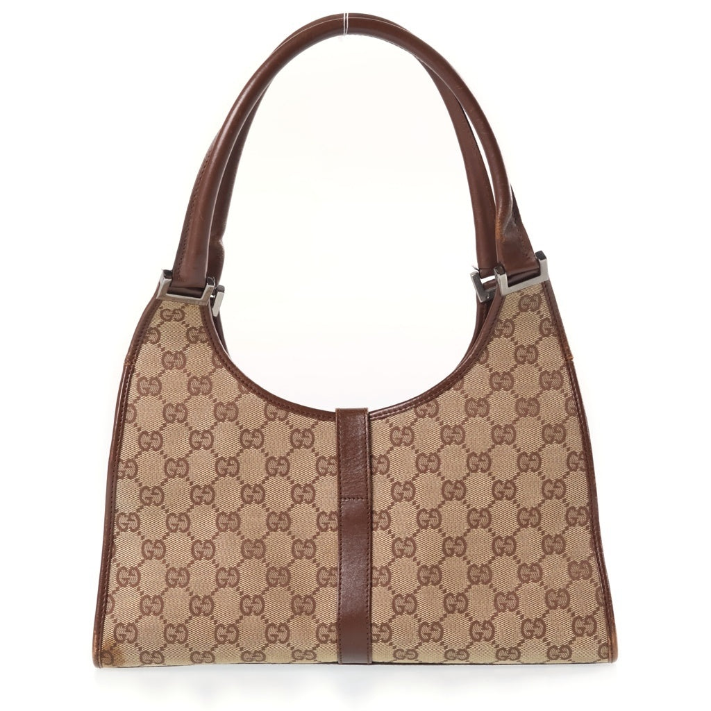 GUCCI(グッチ) ジャッキー GGキャンバス ハンドバッグ ベージュ×ブラウン レザー×キャンバス 01719 2123 ゴールド金具 レディース