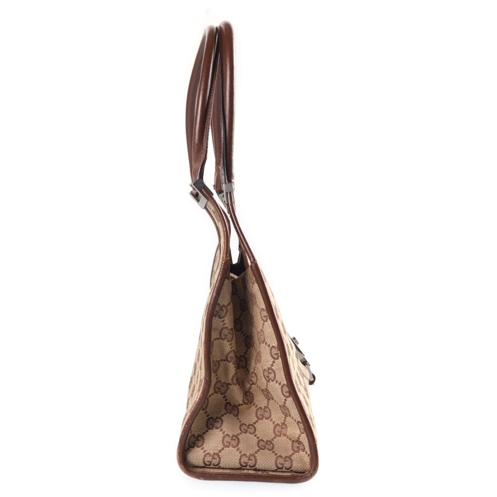 GUCCI(グッチ) ジャッキー GGキャンバス ハンドバッグ ベージュ×ブラウン レザー×キャンバス 01719 2123 ゴールド金具 レディース