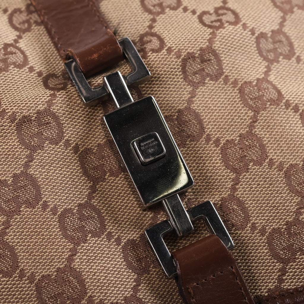 GUCCI(グッチ) ジャッキー GGキャンバス ハンドバッグ ベージュ×ブラウン レザー×キャンバス 01719 2123 ゴールド金具 レディース