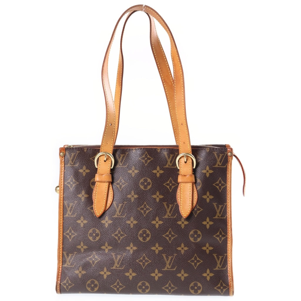 LOUIS VUITTON(ルイヴィトン) モノグラム ポパンクール・オ ハンドバッグ ミニトートバッグ ブラウン レザー×PVC M40007 ゴールド金具 レディース