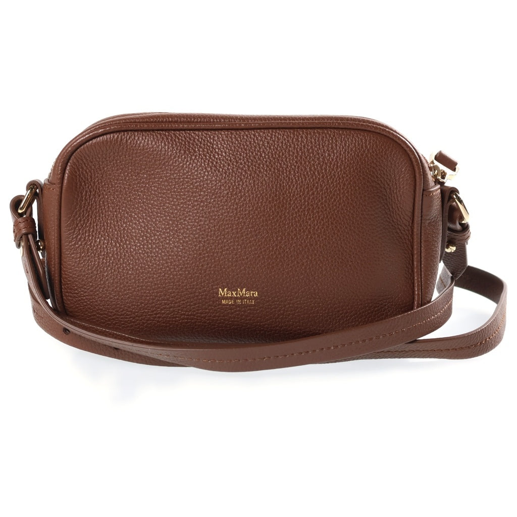 Max Mara(マックスマーラ) エルサ ショルダーバッグ ミニバッグ ブラウン レザー ゴールド金具 レディース