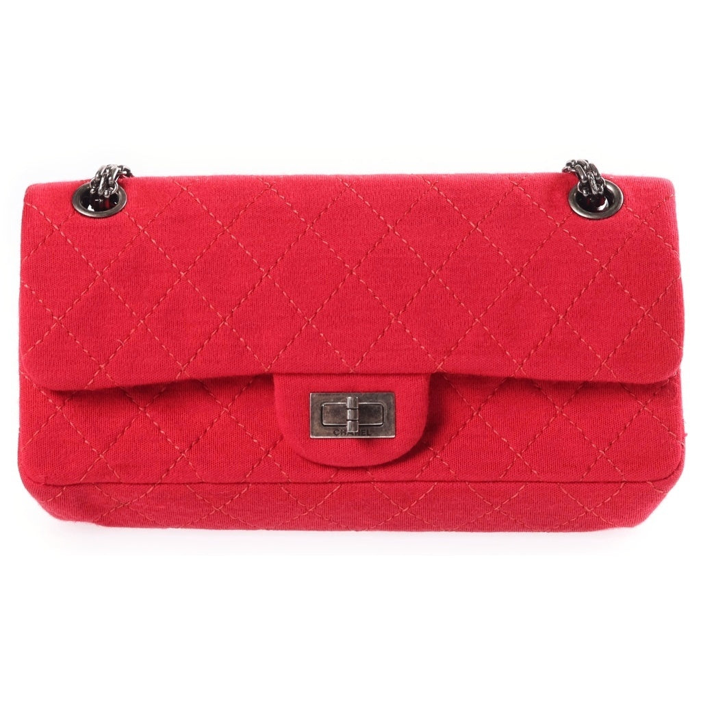 CHANEL(シャネル) 2.55 Sチェーン Wフラップ 2WAY コットン チェーンショルダーバッグ ピンク シルバー金具 11番台 レディース