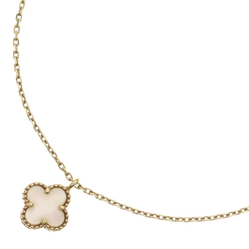 Van Cleef & Arpels(ヴァンクリーフアンドアーペル) スィートアルハンブラ シェル ネックレス ペンダント チェーン ホワイト×イエローゴールド 750YG レディース