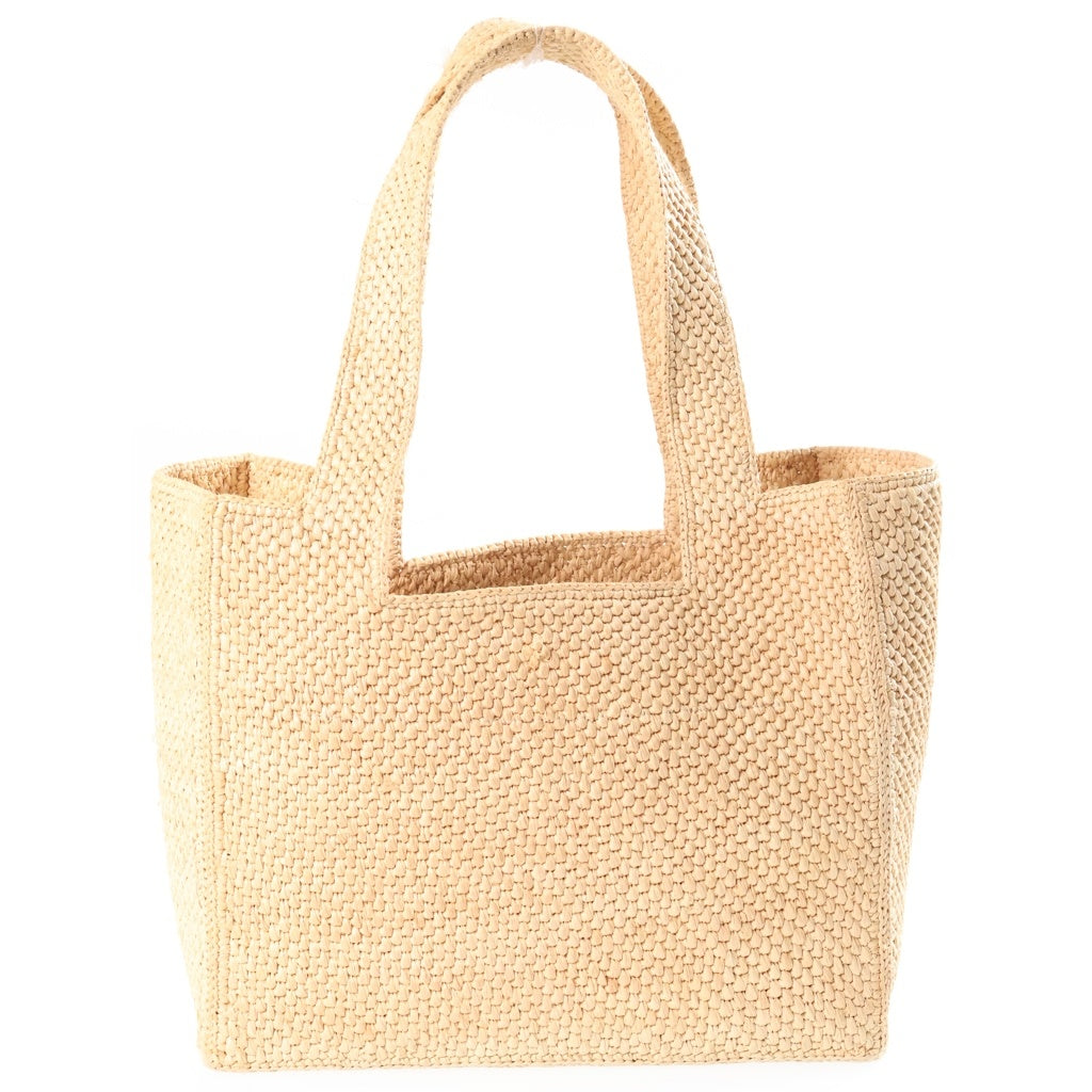 LOEWE(ロエベ) ラフィア ロゴ 2WAYハンドバッグ ショルダーバッグ カゴバッグ ベージュ ラフィア×レザー ゴールド金具 レディース