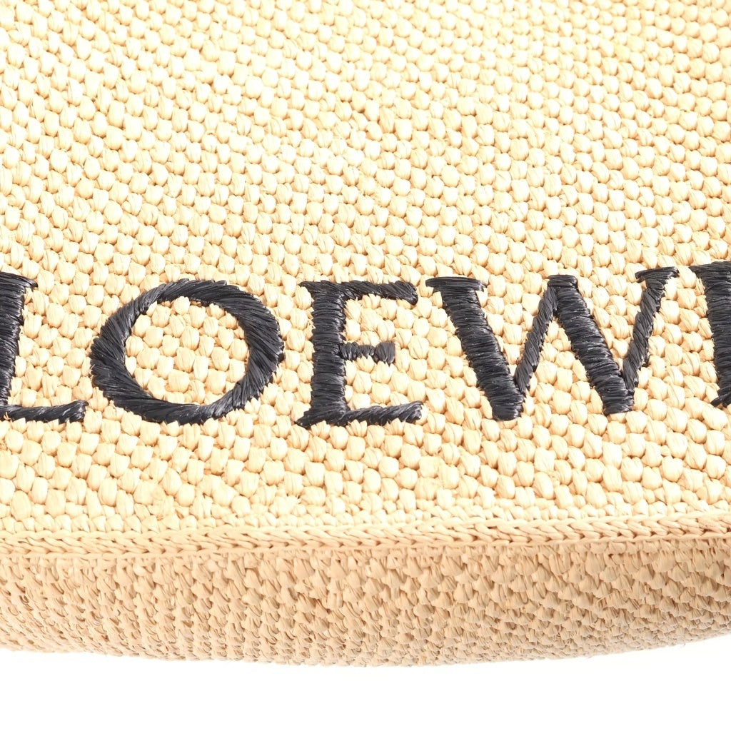 LOEWE(ロエベ) ラフィア ロゴ 2WAYハンドバッグ ショルダーバッグ カゴバッグ ベージュ ラフィア×レザー ゴールド金具 レディース
