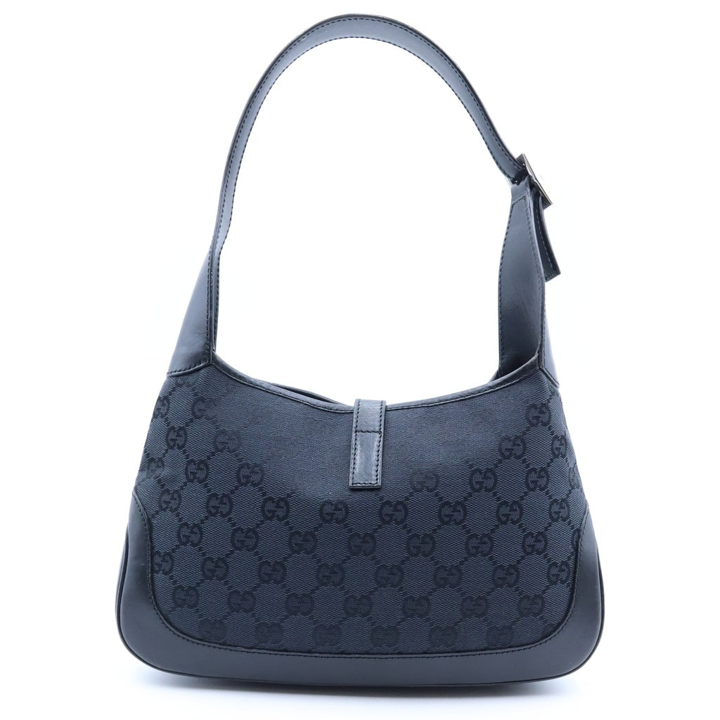 GUCCI(グッチ) GGキャンバス ジャッキー ワンショルダーミニバッグ ハンドバッグ ブラック レザー×キャンバス 0013735 シルバー金具 レディース