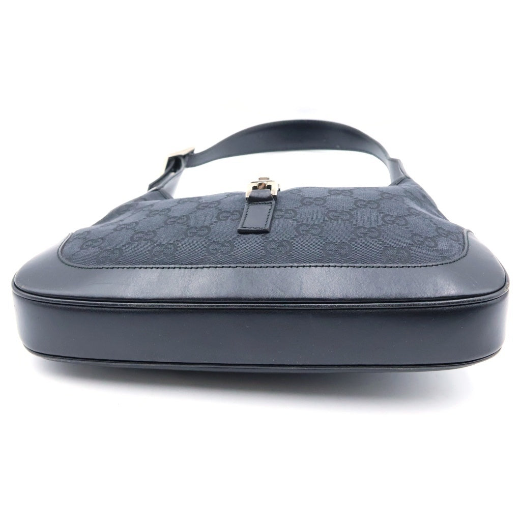 GUCCI(グッチ) GGキャンバス ジャッキー ワンショルダーミニバッグ ハンドバッグ ブラック レザー×キャンバス 0013735 シルバー金具 レディース