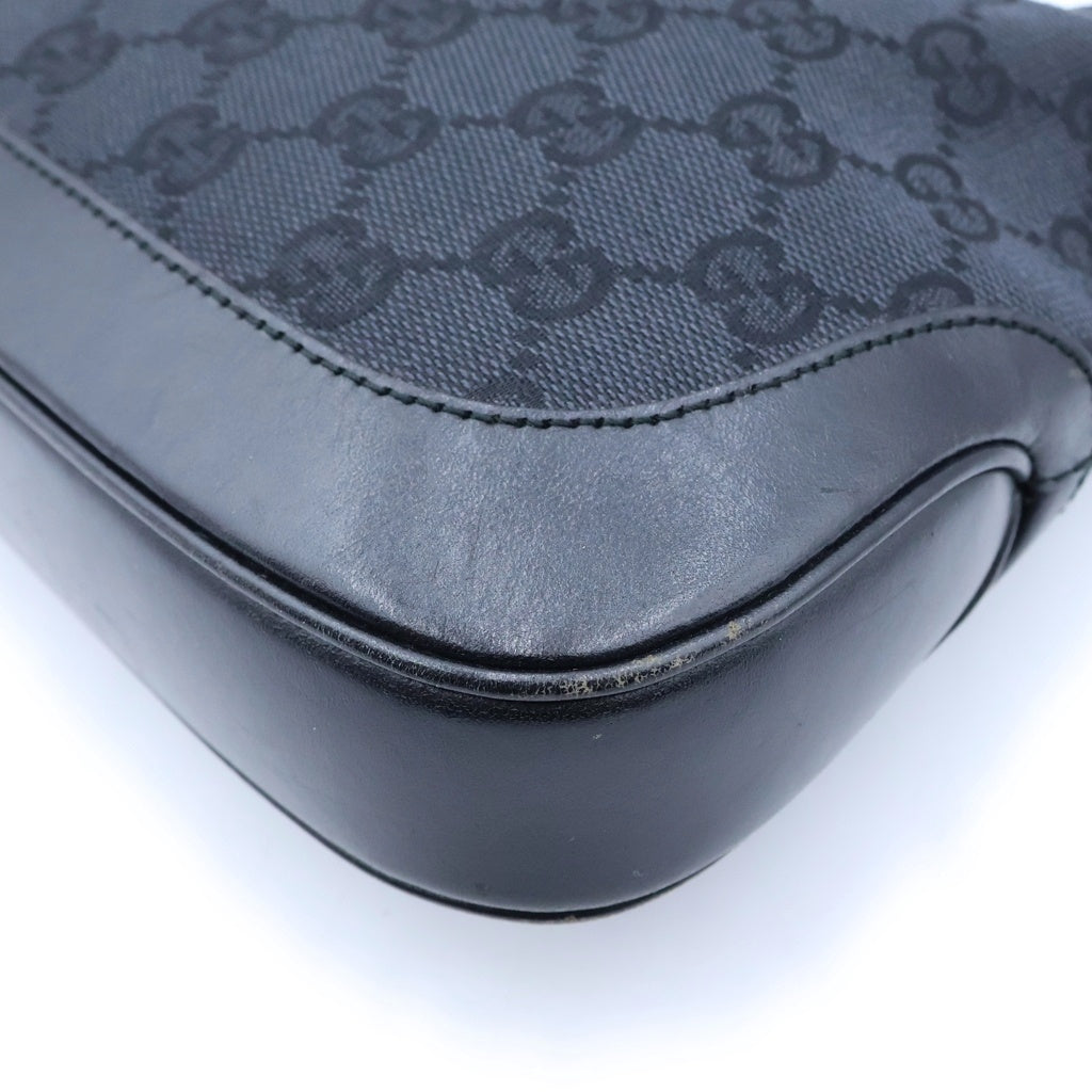 GUCCI(グッチ) GGキャンバス ジャッキー ワンショルダーミニバッグ ハンドバッグ ブラック レザー×キャンバス 0013735 シルバー金具 レディース