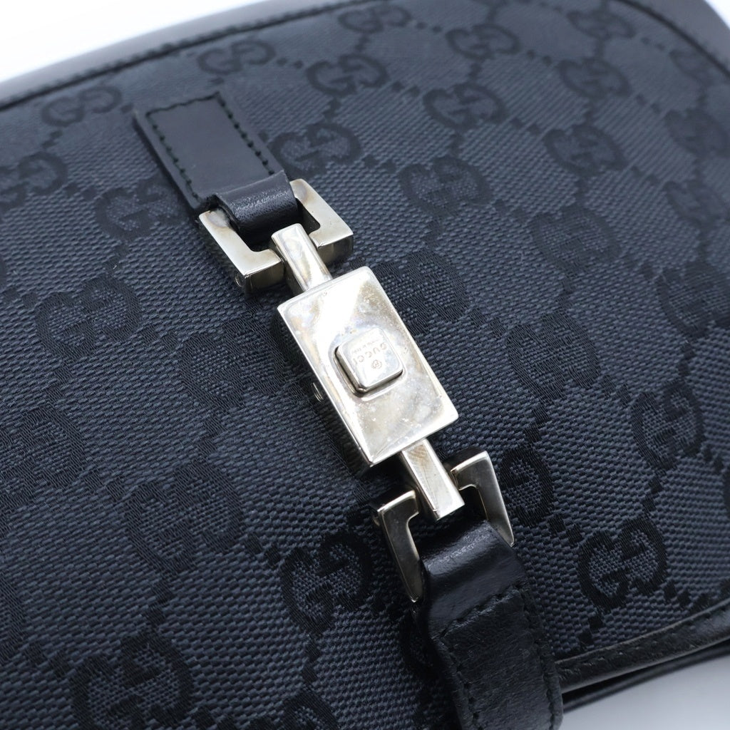 GUCCI(グッチ) GGキャンバス ジャッキー ワンショルダーミニバッグ ハンドバッグ ブラック レザー×キャンバス 0013735 シルバー金具 レディース