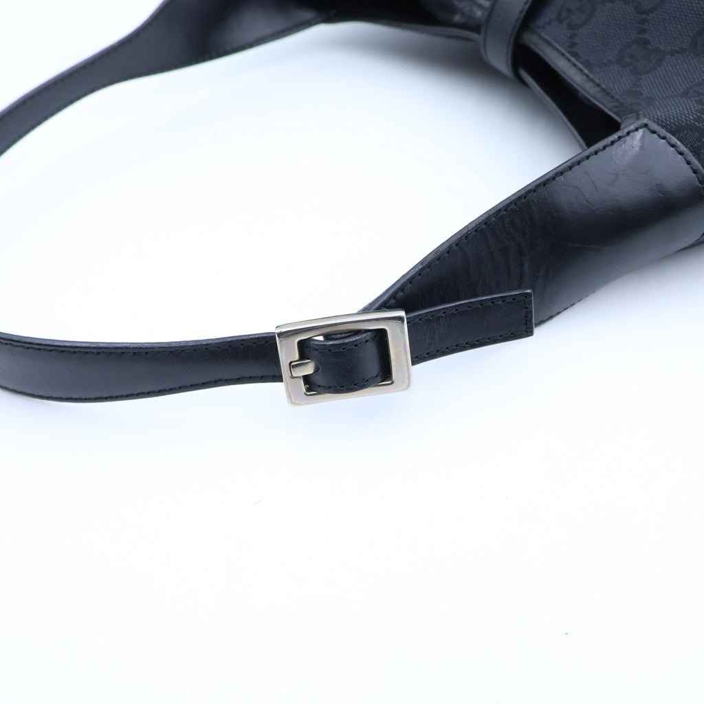 GUCCI(グッチ) GGキャンバス ジャッキー ワンショルダーミニバッグ ハンドバッグ ブラック レザー×キャンバス 0013735 シルバー金具 レディース
