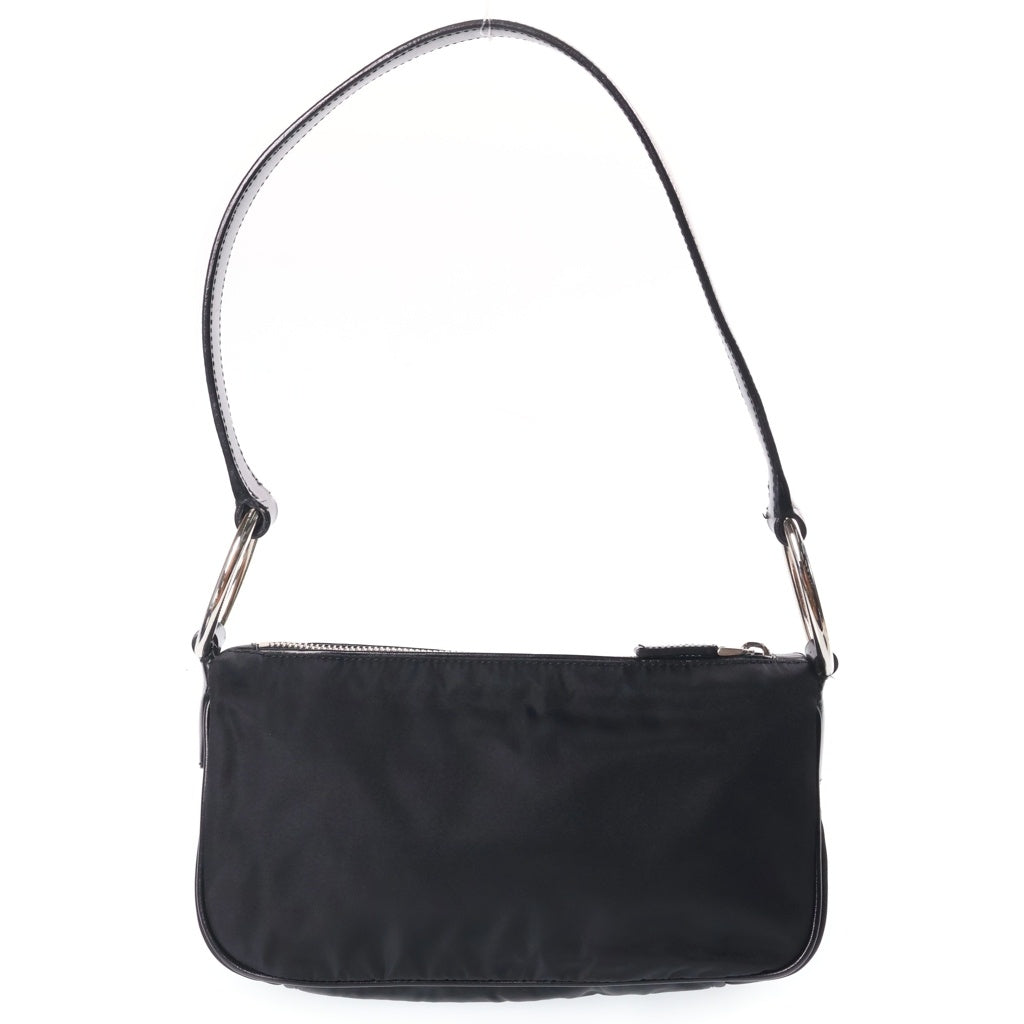 PRADA(プラダ) トライアングルロゴ ワンショルダーバッグ ブラック ナイロン シルバー金具 レディース