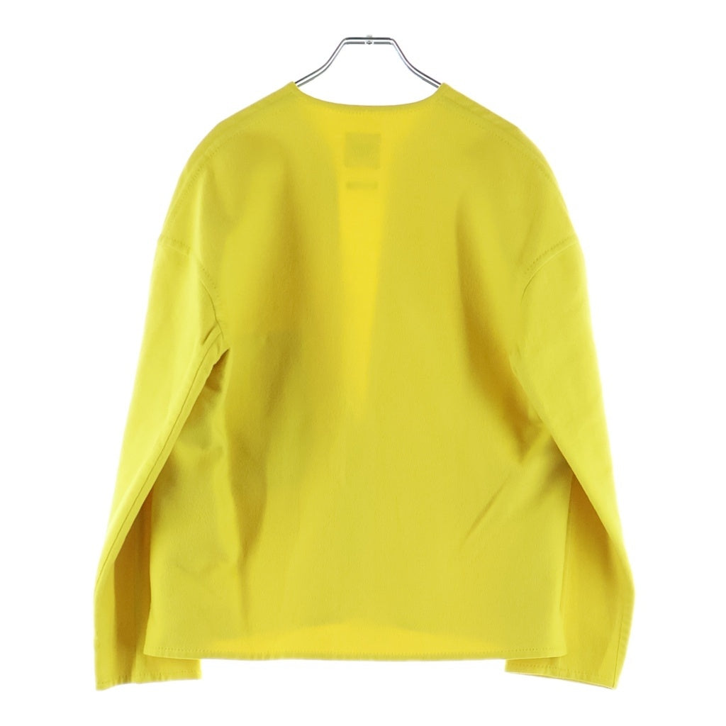 VALENTINO(ヴァレンティノ) Vareuse Cashmere Shirt ヴァルーズ型 カシミヤ スキッパー長袖シャツ ノーカラー フランス製 イエロー レディース