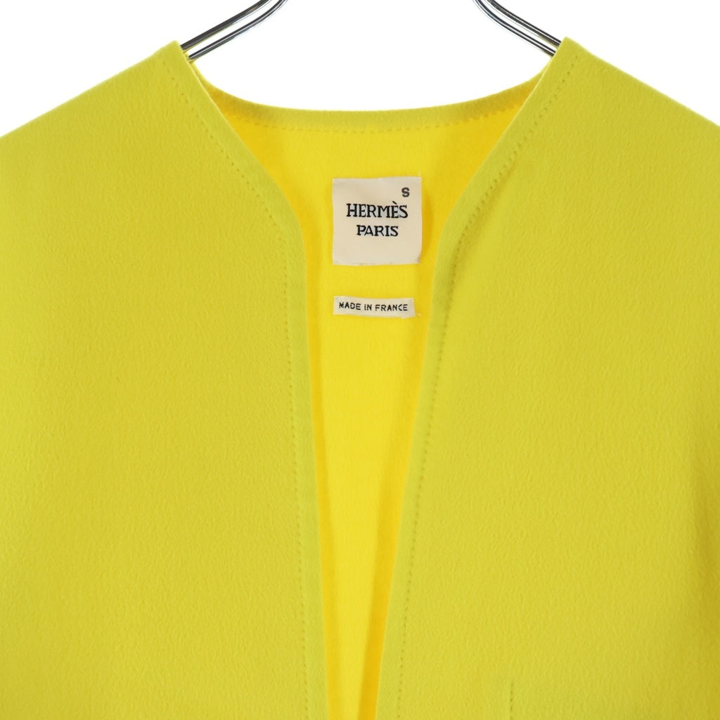 VALENTINO(ヴァレンティノ) Vareuse Cashmere Shirt ヴァルーズ型 カシミヤ スキッパー長袖シャツ ノーカラー フランス製 イエロー レディース