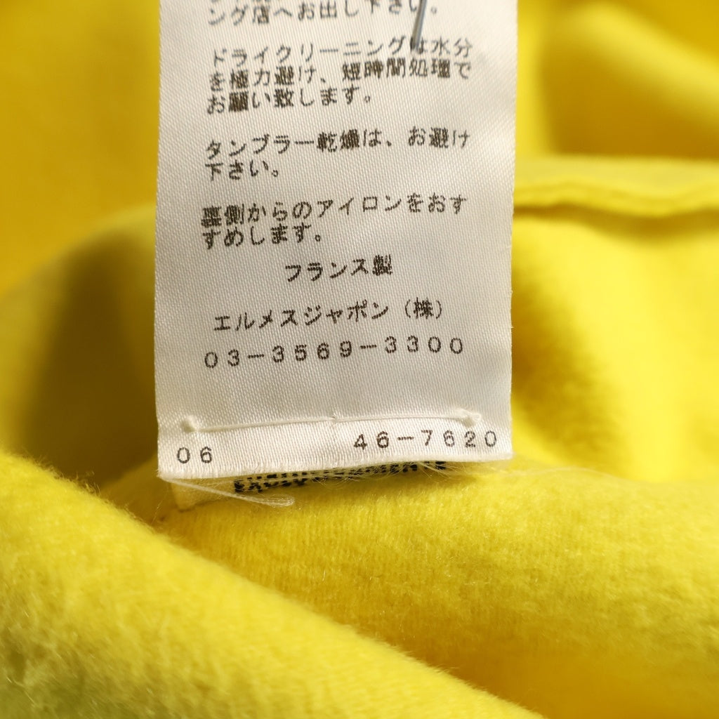 VALENTINO(ヴァレンティノ) Vareuse Cashmere Shirt ヴァルーズ型 カシミヤ スキッパー長袖シャツ ノーカラー フランス製 イエロー レディース