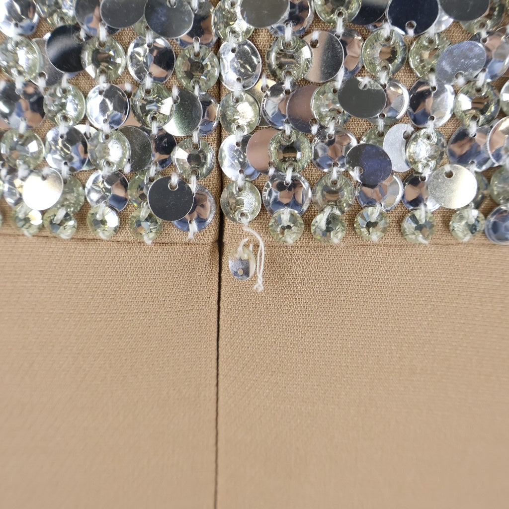 VALENTINO(ヴァレンティノ) Sand Silver Luce Sequin Crepe Couture Dress スパンコール ミニドレス 半袖ワンピース ベージュ/シルバー XB3AE6U51MH レディース