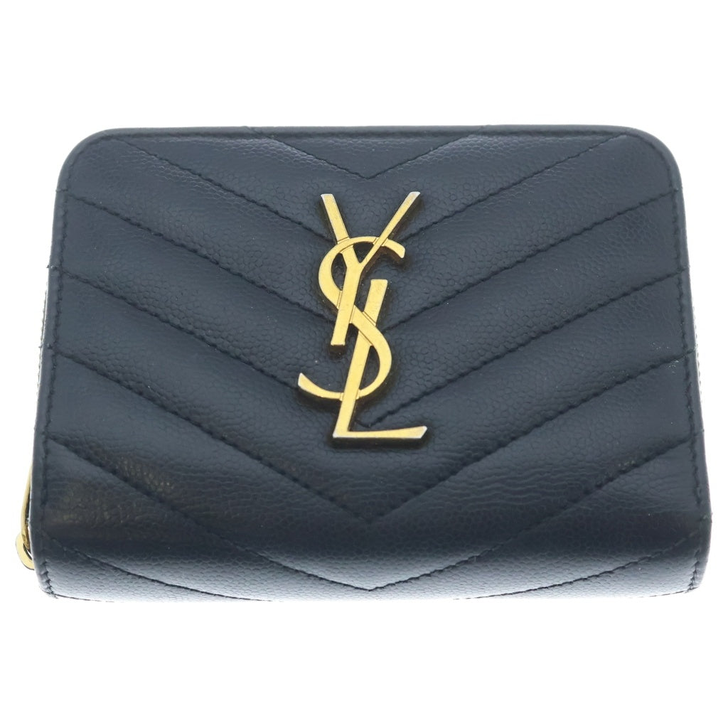 SAINT LAURENT PARIS(サンローランパリ) カサンドラ コンパクトウォレット 2つ折り財布 レザー ブラック 403723 レディース