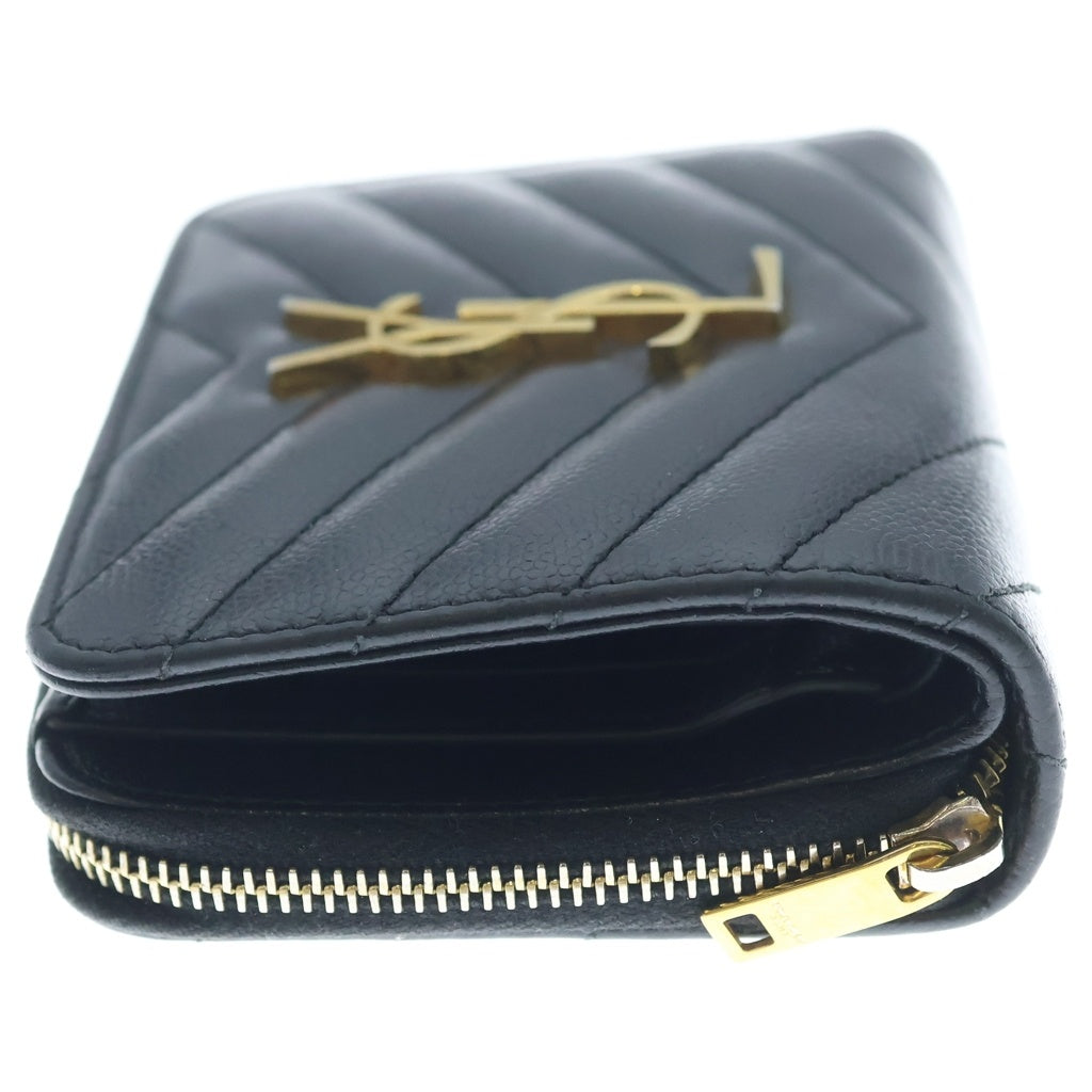 SAINT LAURENT PARIS(サンローランパリ) カサンドラ コンパクトウォレット 2つ折り財布 レザー ブラック 403723 レディース