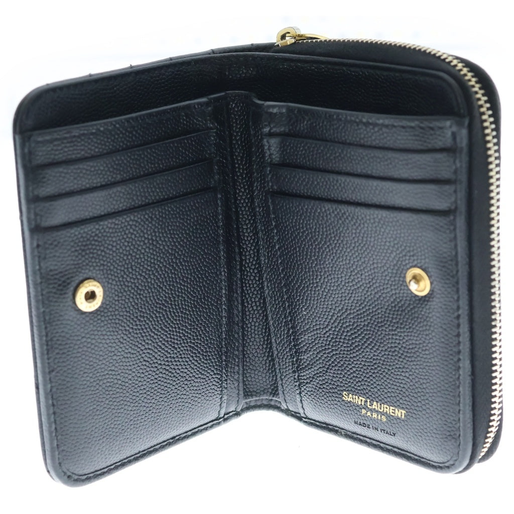 SAINT LAURENT PARIS(サンローランパリ) カサンドラ コンパクトウォレット 2つ折り財布 レザー ブラック 403723 レディース