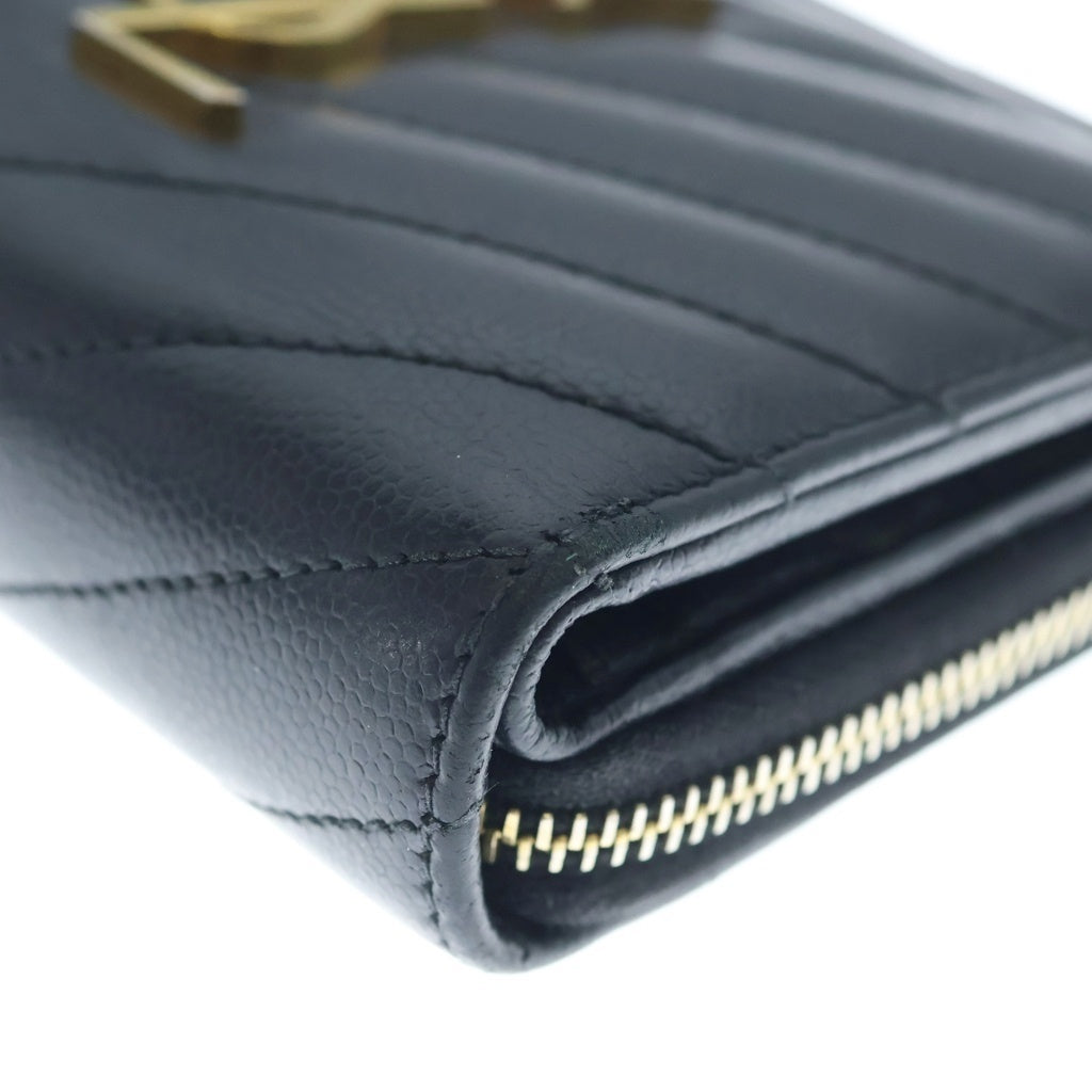 SAINT LAURENT PARIS(サンローランパリ) カサンドラ コンパクトウォレット 2つ折り財布 レザー ブラック 403723 レディース