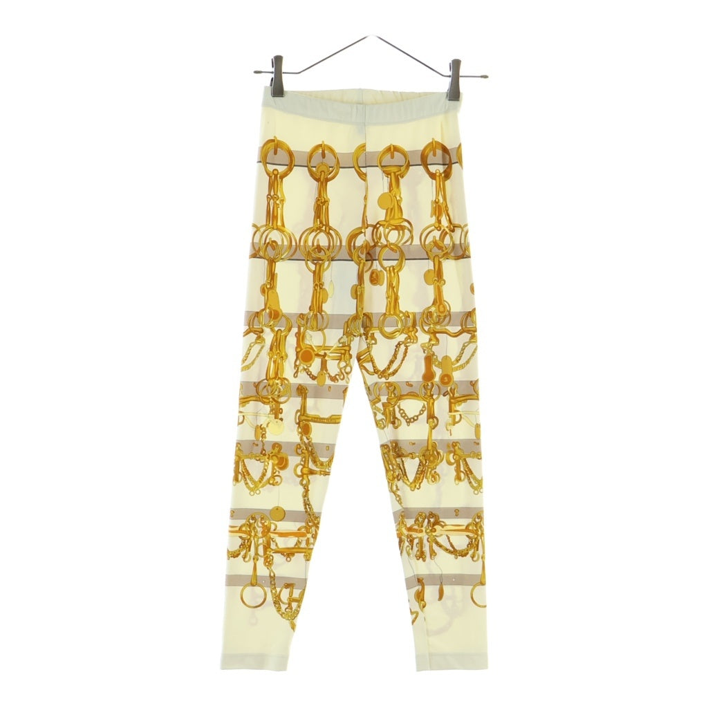 HERMES(エルメス) 90s VINTAGE Chain Print Pants チェーンプリント ロングパンツ ナイロン エステート イタリア製 ホワイト/ゴールド レディース