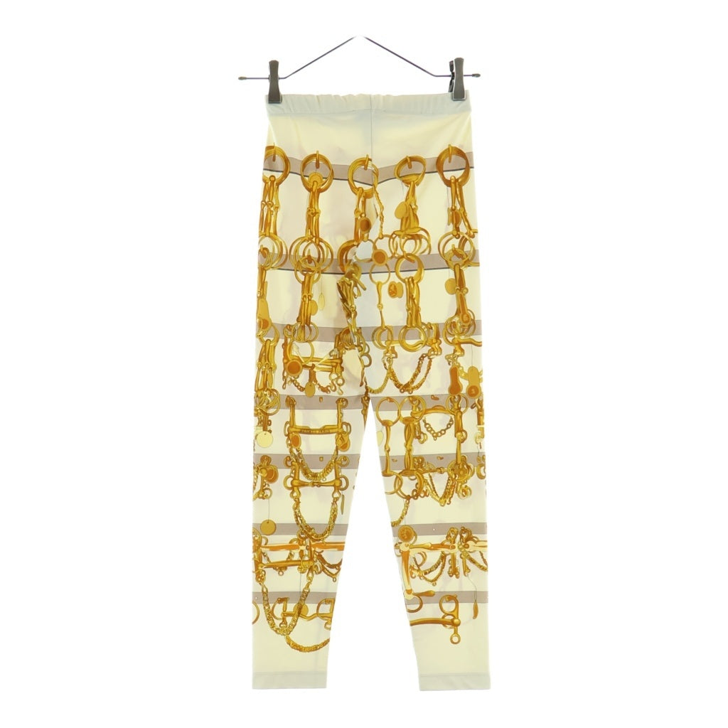 HERMES(エルメス) 90s VINTAGE Chain Print Pants チェーンプリント ロングパンツ ナイロン エステート イタリア製 ホワイト/ゴールド レディース