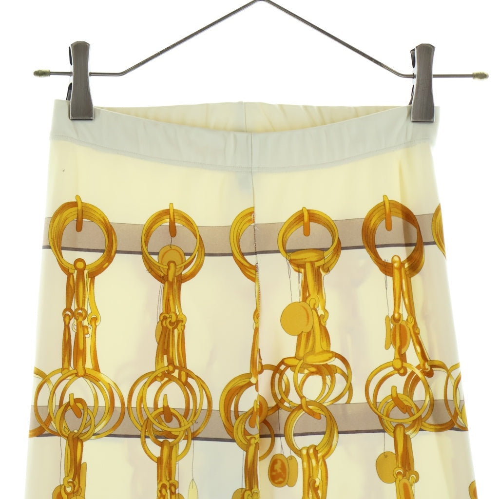 HERMES(エルメス) 90s VINTAGE Chain Print Pants チェーンプリント ロングパンツ ナイロン エステート イタリア製 ホワイト/ゴールド レディース