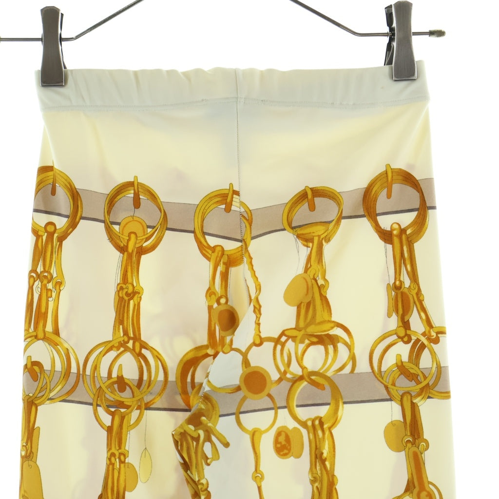 HERMES(エルメス) 90s VINTAGE Chain Print Pants チェーンプリント ロングパンツ ナイロン エステート イタリア製 ホワイト/ゴールド レディース
