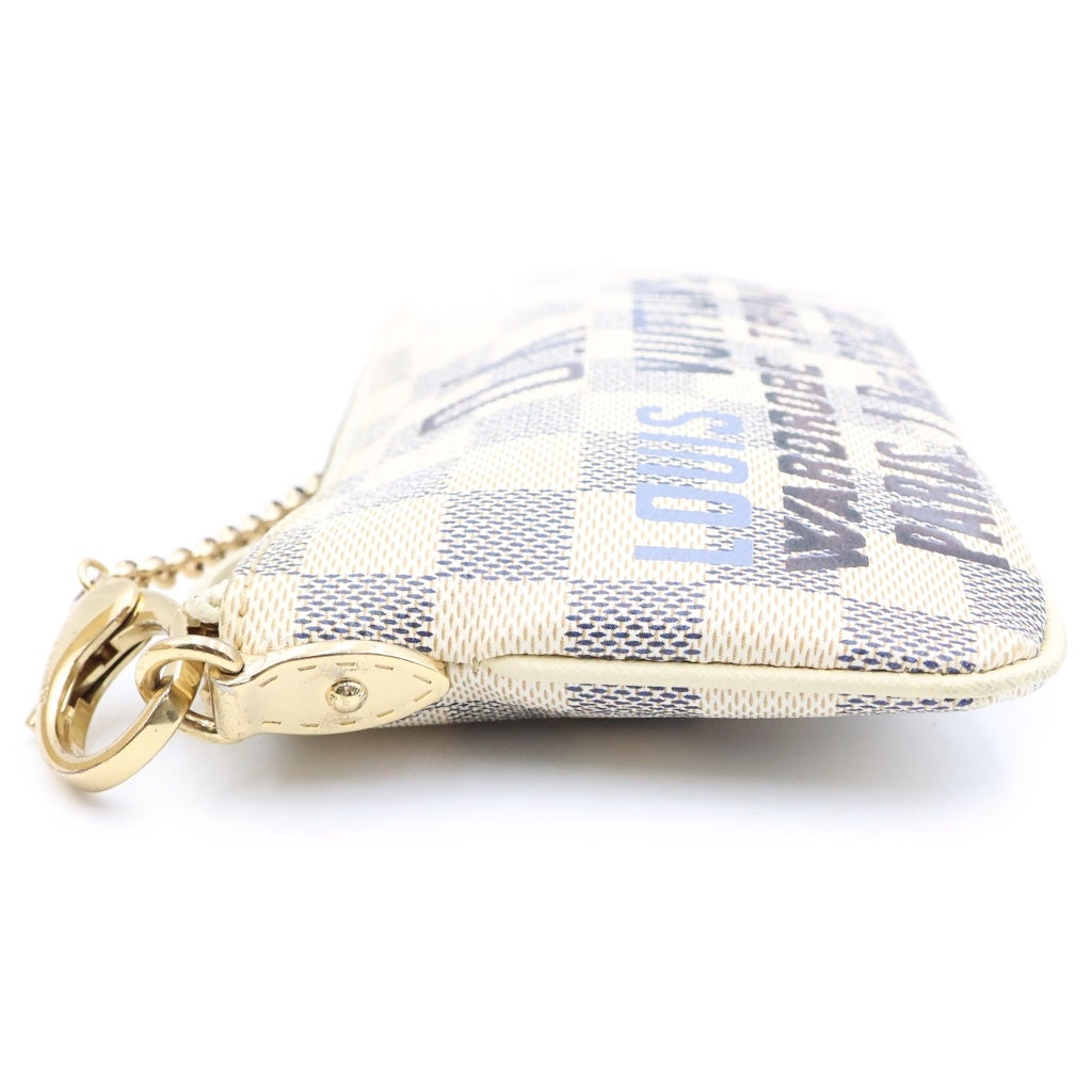 LOUIS VUITTON(ルイヴィトン) ダミエアズール ポシェットミラ チェーンポシェット ミニハンドバッグ ポーチ アイボリー レザー×PVC N63090 ゴールド金具 レディース