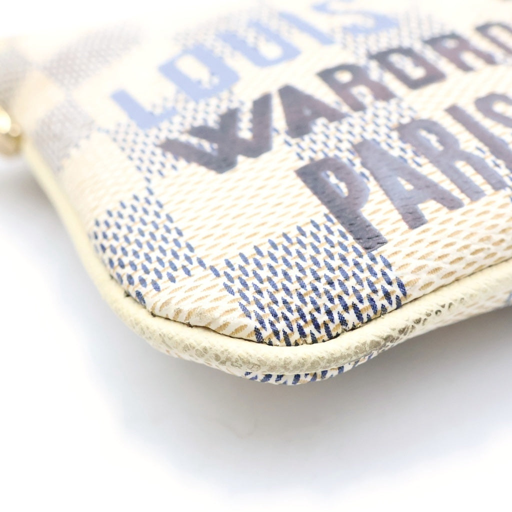 LOUIS VUITTON(ルイヴィトン) ダミエアズール ポシェットミラ チェーンポシェット ミニハンドバッグ ポーチ アイボリー レザー×PVC N63090 ゴールド金具 レディース