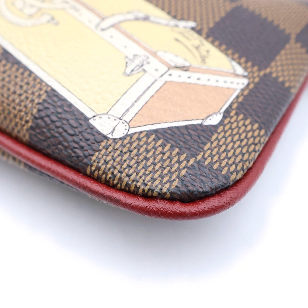 LOUIS VUITTON(ルイヴィトン) ダミエエベヌ ポシェットミラ チェーンポシェット ミニハンドバッグ ポーチ ブラウン レザー×PVC N63091 ゴールド金具 レディース