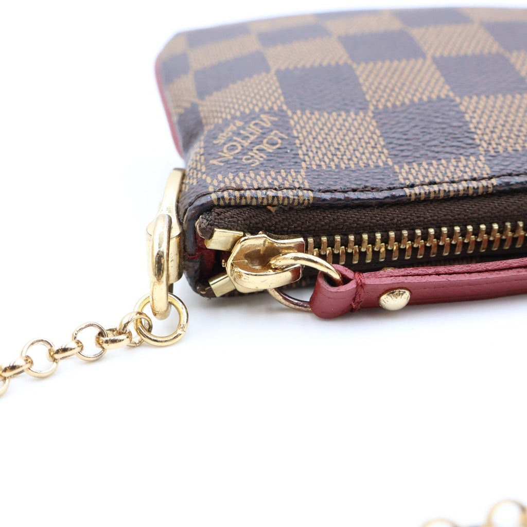 LOUIS VUITTON(ルイヴィトン) ダミエエベヌ ポシェットミラ チェーンポシェット ミニハンドバッグ ポーチ ブラウン レザー×PVC N63091 ゴールド金具 レディース