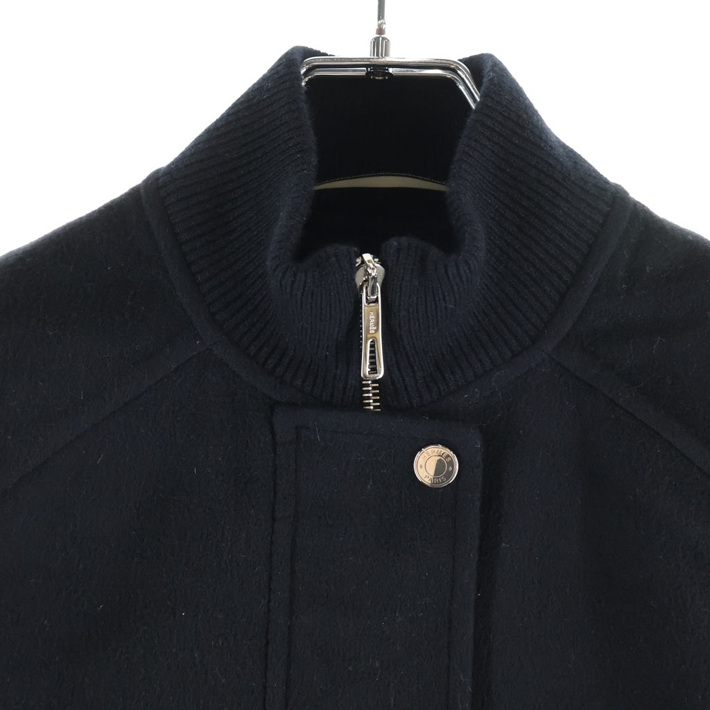 HERMES(エルメス) 25AW Sleeveless bomber jacket ノースリーブ カシミヤボンバージャケット ベスト セリエボタン ブラック 5H0249DA レディース