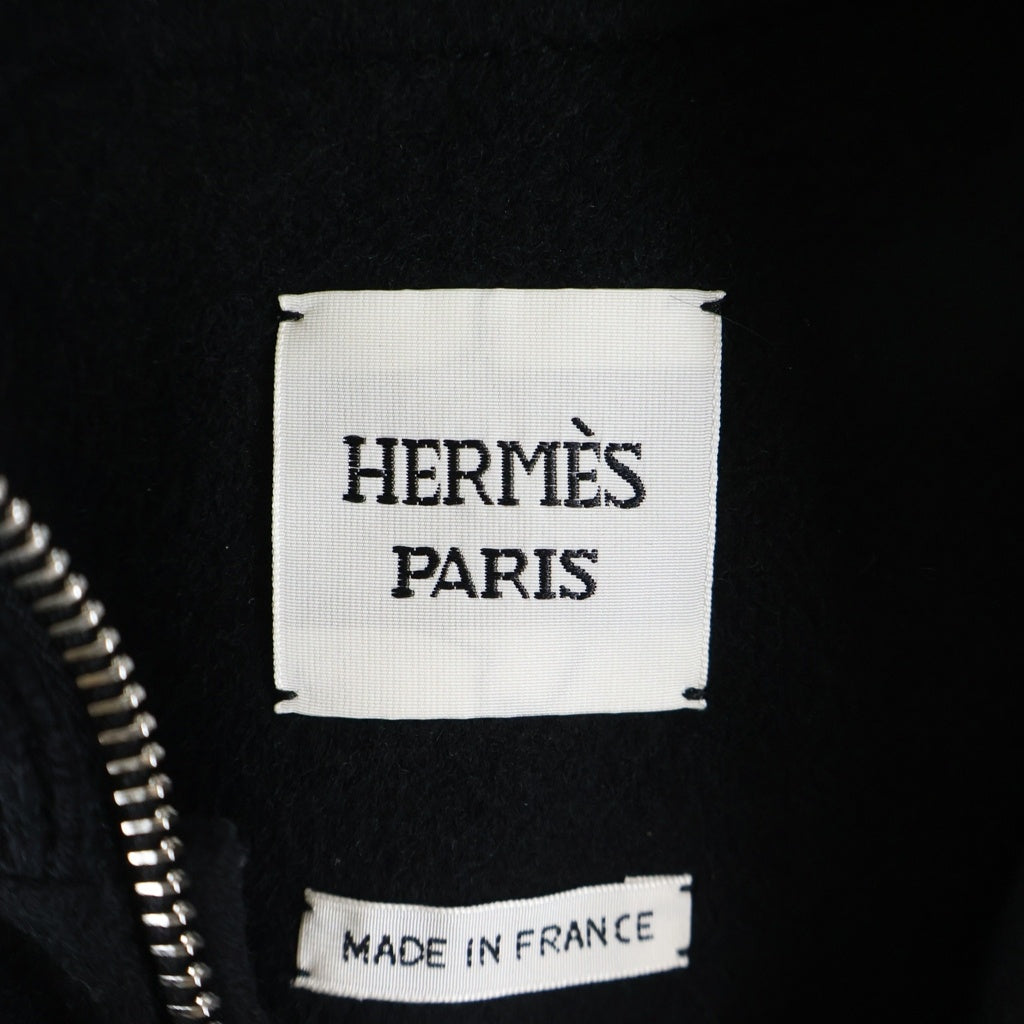 HERMES(エルメス) 25AW Sleeveless bomber jacket ノースリーブ カシミヤボンバージャケット ベスト セリエボタン ブラック 5H0249DA レディース