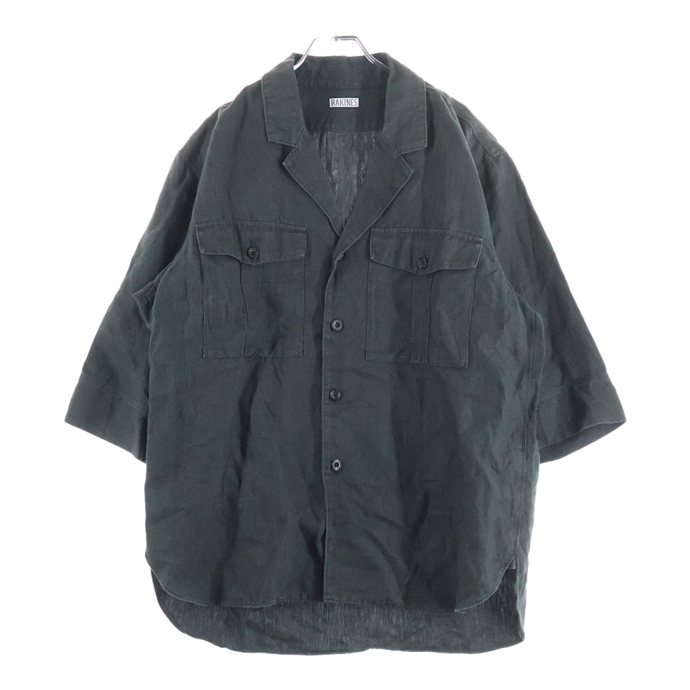 RAKINES(ラキネス) 襟付き 4ボタン ユーティリティ 半袖シャツ ダークグリーン 09S23SS180S