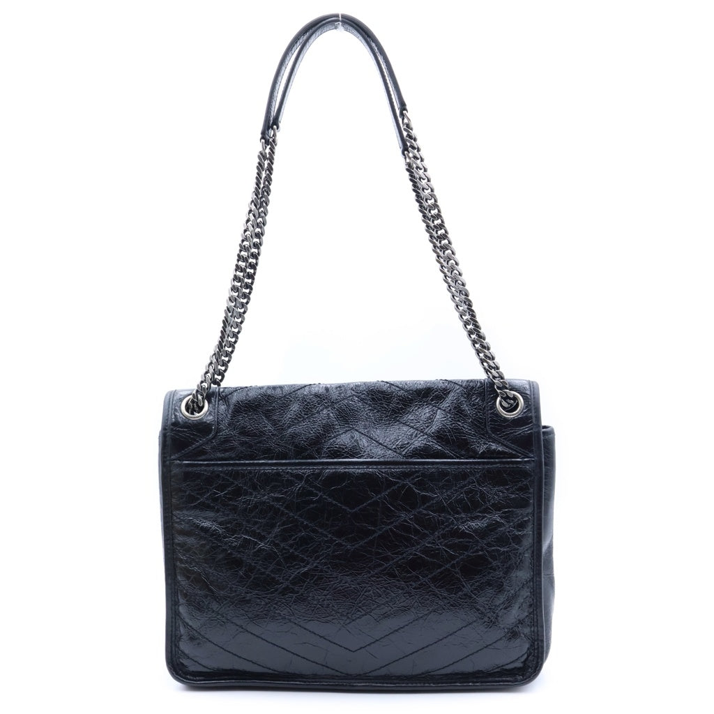 YVES SAINT LAURENT(イヴサンローラン) ニキ ミディアム ショルダーバッグ ハンドバッグ ブラック レザー 633158 レディース