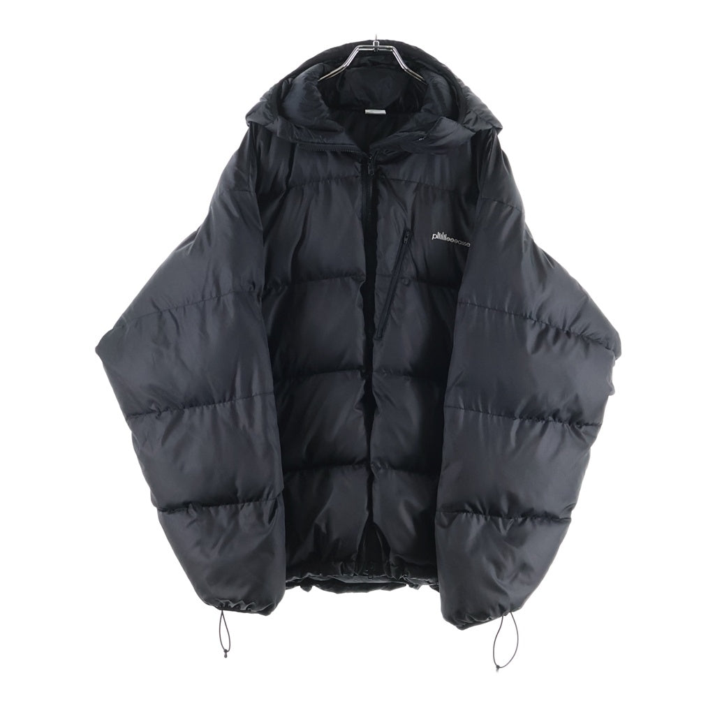 plllllleeeasse(プリーズ) 24AW PUFFER JACKET ロゴエンブロイダリー フーデッド パファー ダウンジャケット ブラック 24PLS-OT05